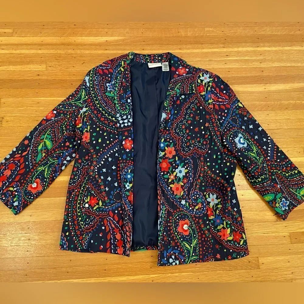 Alfred Dunner navy colorful floral blazer